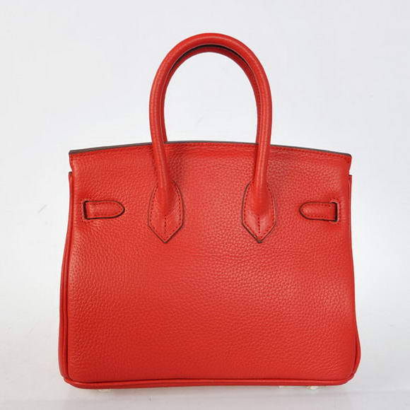 Super A Replica Hermes Birkin 25CM Tote Bags Togo Leather Red Silver 60799